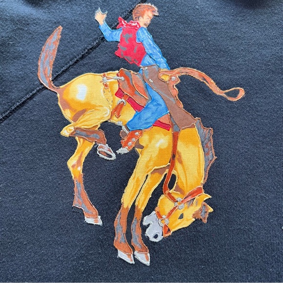 Black Cowboy Rodeo Embellished Graphic Crew Neck Long Sleeve Sweatshirt Size XL - Picture 5 of 9